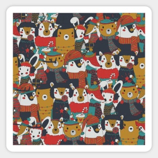 Funky Retro Christmas Animals Sticker